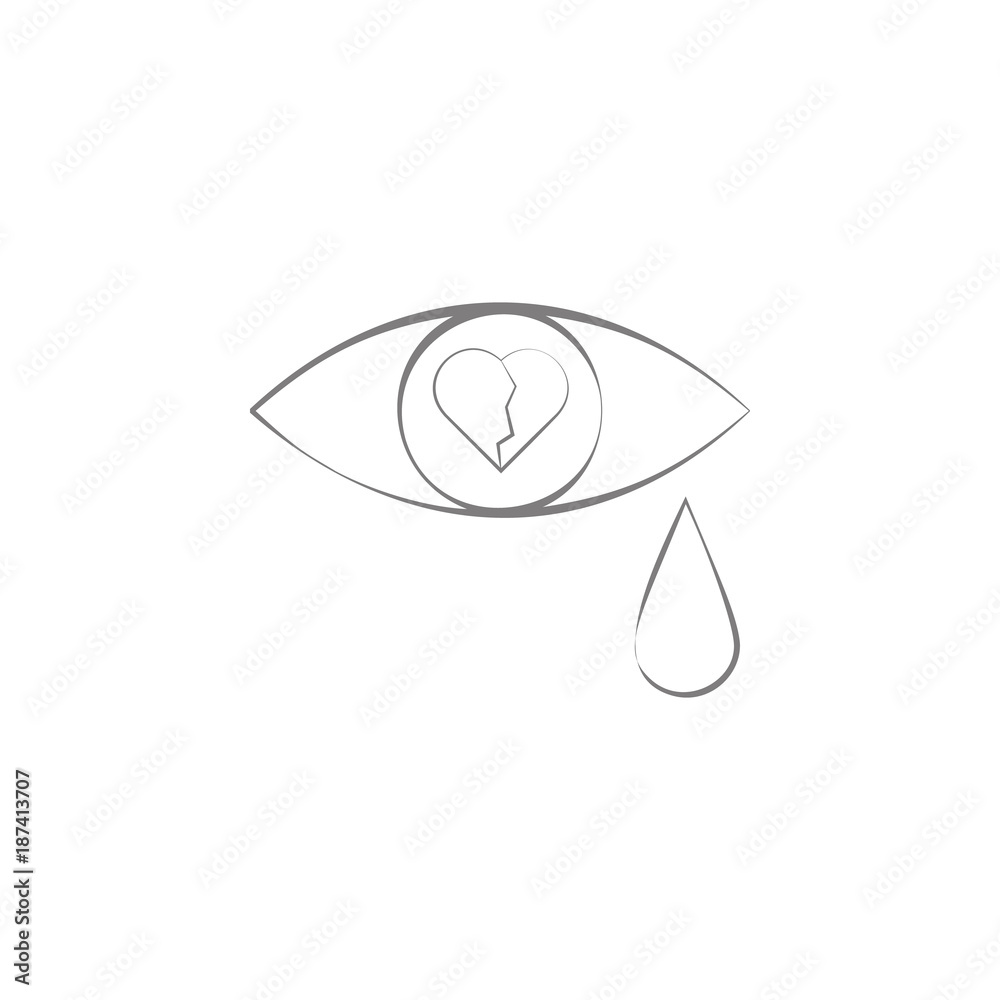 Very easy sad girl drawing inside a heart, image size:1000x1000