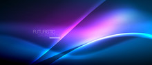 Neon Glowing Wave, Magic Energy And Light Motion Background