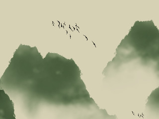 Wall Mural - ink painting