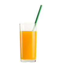 A glass of orange juice isolated on white background with clipping path