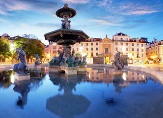 Canvas Print - Lisbon, Portugal at Rossio Square