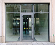 New Glass Door To The New Office Building