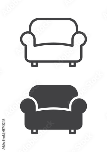 Sofa, couch icon, line and solid version, outline and filled vector sign, linear and full pictogram isolated on white Tableau sur Toile