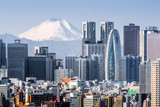 Fototapeta  - Tokyo Shinjuku building and Mt. Fuji at Behind