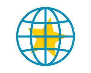 Wall Mural - yellow star blue circle globe image vector icon logo