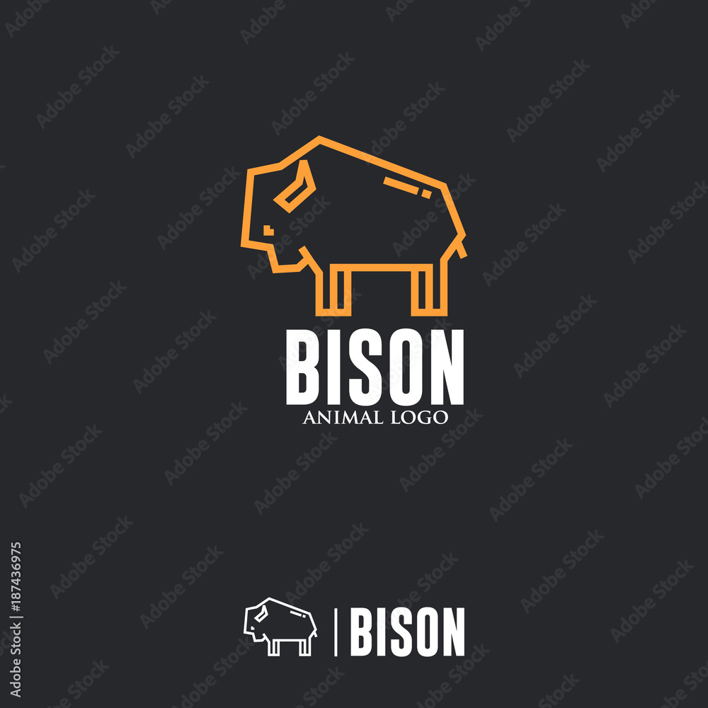BISON LOGO. Linear Animal Icon Stock Vector | Adobe Stock