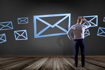 Poster - Blue Email symbol displayed on a color background - 3D rendering