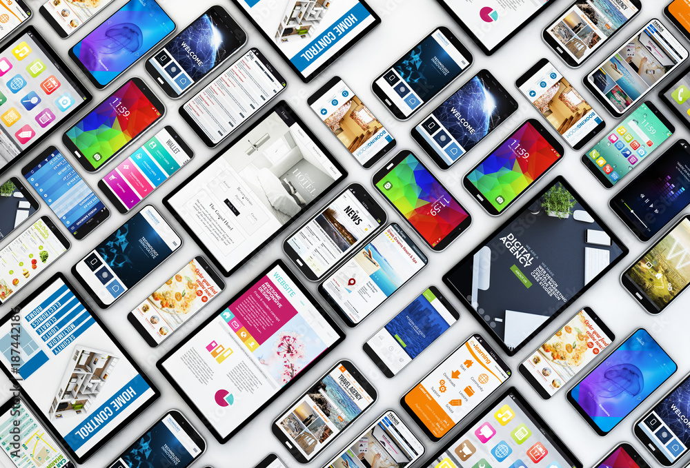devices collection top view Stock Illustration | Adobe Stock