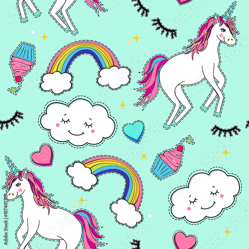 Fotografía Seamless pattern with unicorns