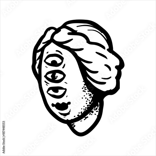 Etched Illustration Engraved Sticker Dark Humor Jokes