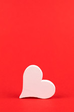 White Heart On Red Background Copy Space