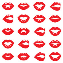 Valentine's Day Vector Pattern, Red Lips Seamless Background, Love Vector Design
 