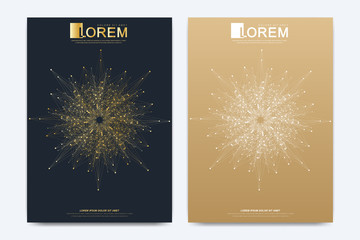 Aufkleber - Modern vector template for brochure, leaflet, flyer, cover, catalog, magazine or annual report in A4 size. Business, science and technology design book layout. Presentation with golden mandala.