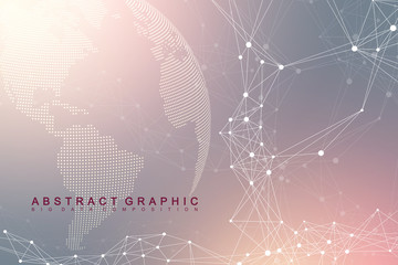 Global network connection. Network and big data exchange over planet earth in space. Global business. Vector Illustration.