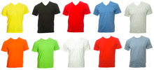 Shortsleeve Cotton Tshirt Templates Of Various Colors Isolated On White