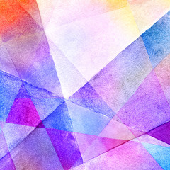  Abstract geometric triangle pattern. Watercolor colorful textured background.