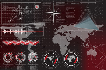 Aufkleber - HUD UI . Futuristic user interface HUD and Infographic elements. Abstract virtual graphic touch user interface. UI hud infographic set web elements. Black and Red elements background