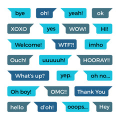 Poster - text phone chat messages vector collection with common words