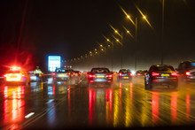 Motion Blur British Motorway Traffic And Police