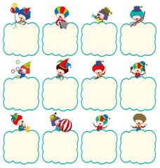 Poster - Border template with clowns in different actions