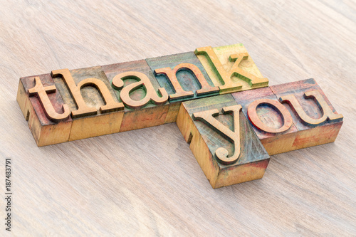 Fotomural thank you word abstract in wood type
