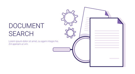 Poster - Document Search Business Concept Template Web Banner With Copy Space Vector Illustration