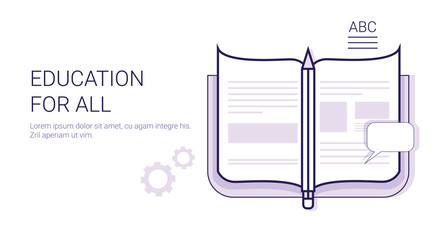 Poster - Education For All Learing Online Business Concept Template Web Banner With Copy Space Vector Illustration