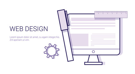 Poster - Graphic Web Design Business Concept Web Banner With Copy Space Vector Illustration