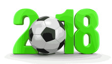 Soccer Football With 2018. Image With Clipping Path