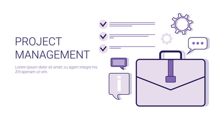 Poster - Project Management Business Idea Development Concept Web Banner With Copy Space Vector Illustration