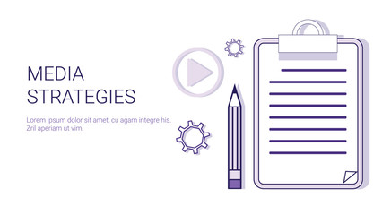 Poster - Media Strategy Concept Content Marketing Business Corporate Planning Web Banner With Copy Space Vector Illustration