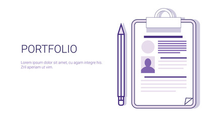 Poster - Portfolio Business Resume Concept Web Banner With Copy Space Vector Illustration