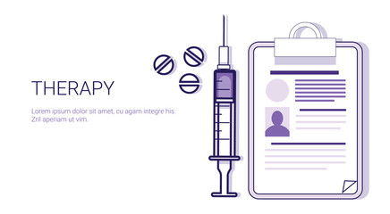 Poster - therapy medical treatment business concept template web banner with copy space vector illustration