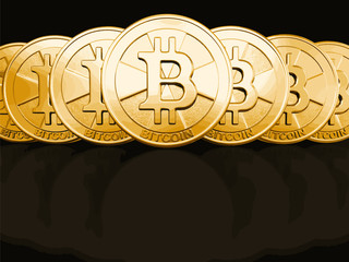 Poster - Golden bitcoin. Image with clipping path