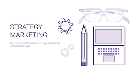 Poster - Business Strategy Marketing Concept Corporate Planning Web Banner With Copy Space Vector Illustration