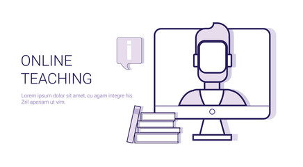 Poster - Online Teaching Training Courses Education Business Concept Template Web Banner With Copy Space Vector Illustration