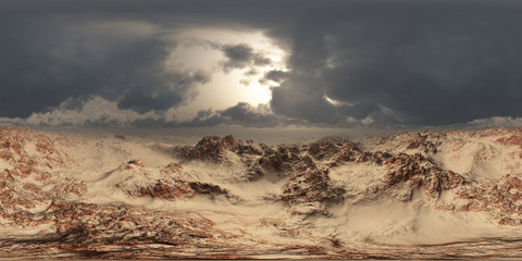 Wall Mural - panorama of desert at sand storm. made with the one 360 degree lense camera without any seams. ready for virtual reality