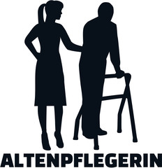 Poster - Caregiver silhouette female job title german