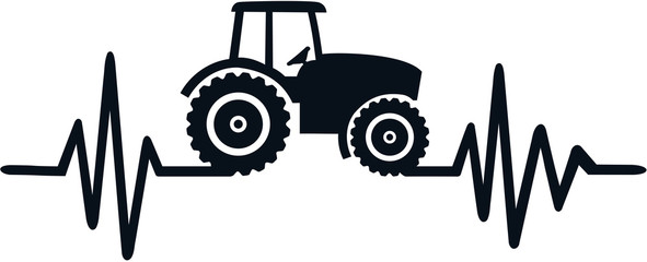 Wall Mural - Farmer heartbeat line with tractor