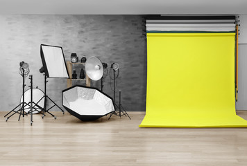 Wall Mural - Interior of modern photo studio with professional equipment