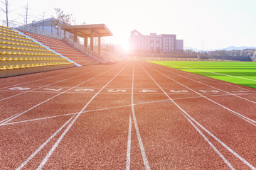 Track and field red plastic runway