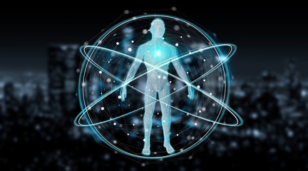 Aufkleber - Digital x-ray human body scan background interface 3D rendering