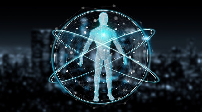 Digital x-ray human body scan background interface 3D rendering