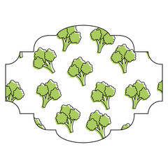 Poster - frame with broccoli pattern background