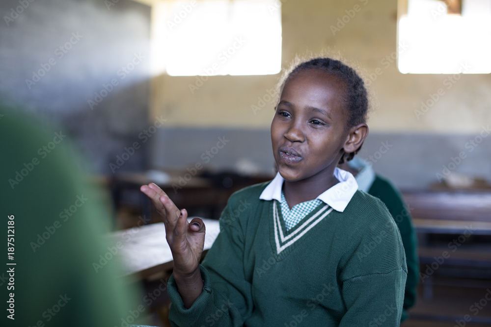 Deaf school children learning sign language Stock Photo | Adobe Stock