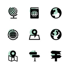 Canvas Print - Map icons. vector collection filled map icons set.