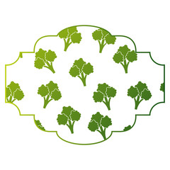 Poster - frame with broccoli pattern background