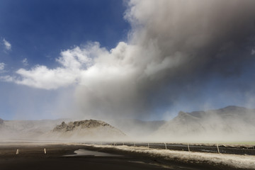 Wall Mural - Volcano Ash Cloud Explosion / Eyjafjallajokull volcano erupting in south Iceland