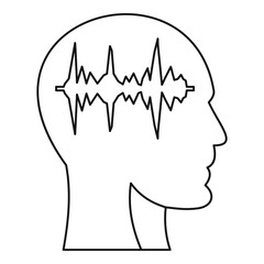 Poster - Equalizer inside human head i icon, outline style