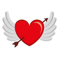 Wall Mural - heart love with arrow and wings vector illustration design